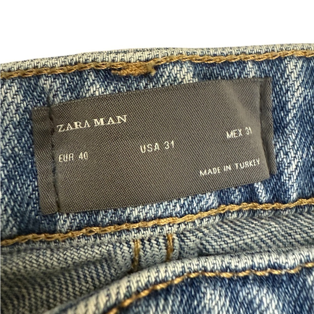 Zara Blue Relaxed Jeans with Distressed Details Size 31 - Picture 8 of 8